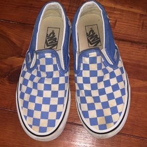 Vans blue & white checkered well loved